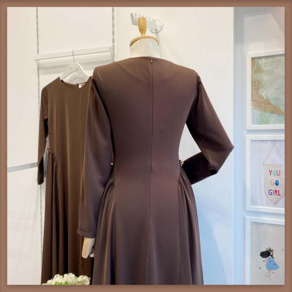 Acı Kahve Bel Detaylı Hira Elbise