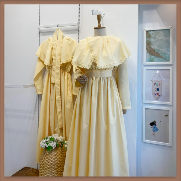 Sarı Whisper Pelerin Elbise