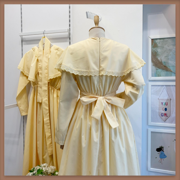 Sarı Whisper Pelerin Elbise
