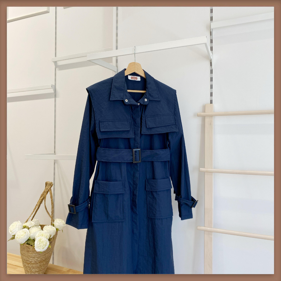 Kısa Rüzgarlık Detaylı Kahverengi  Trençkot