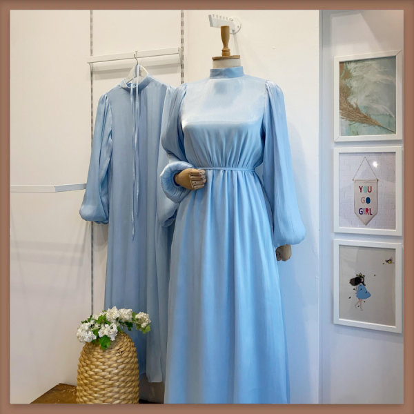 Bebe Mavisi Şifon Kumaş Vienella Abiye