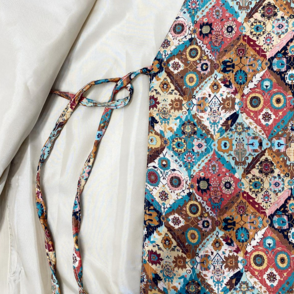 Bağcıklı Desenli Kapitone Ceket