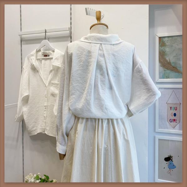 Beyaz Modal Kumaş Oversize Gömlek