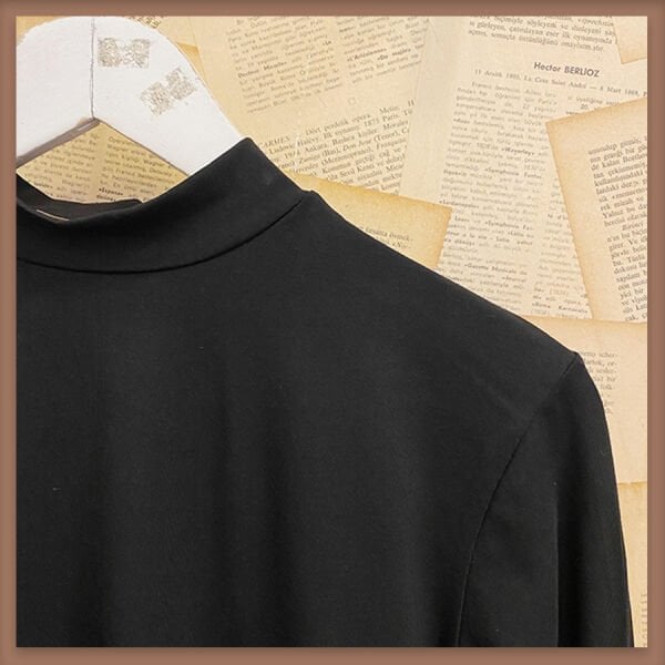 Siyah uzun kollu penye içlik