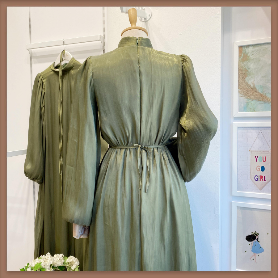 Yeşil Şifon Kumaş Vienella Abiye