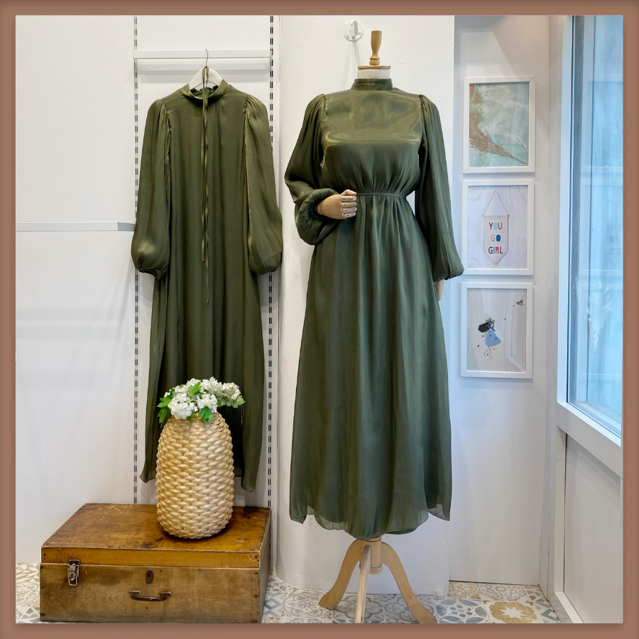 Yeşil Şifon Kumaş Vienella Abiye