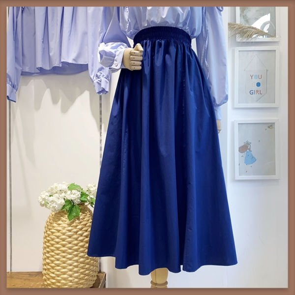 MARINEBLAUER POPELINEROCK MIT ELASTISCHER TAILLE