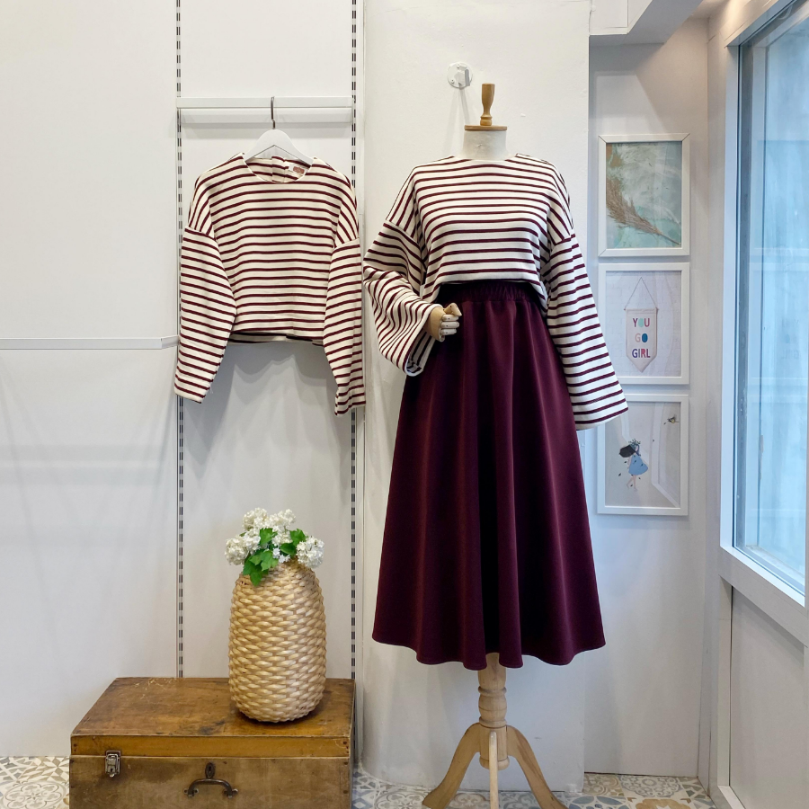 Bordo Beli Lastikli Kloş Model Scuba Etek