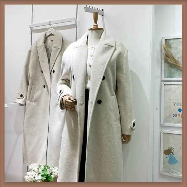 Düğmeli ekru tay tüyü kaban