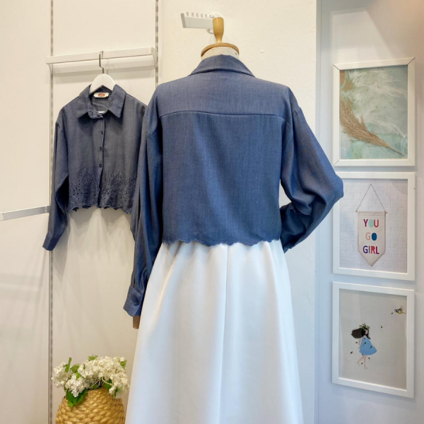 Lacivert Ucu Fistolu Gömlek