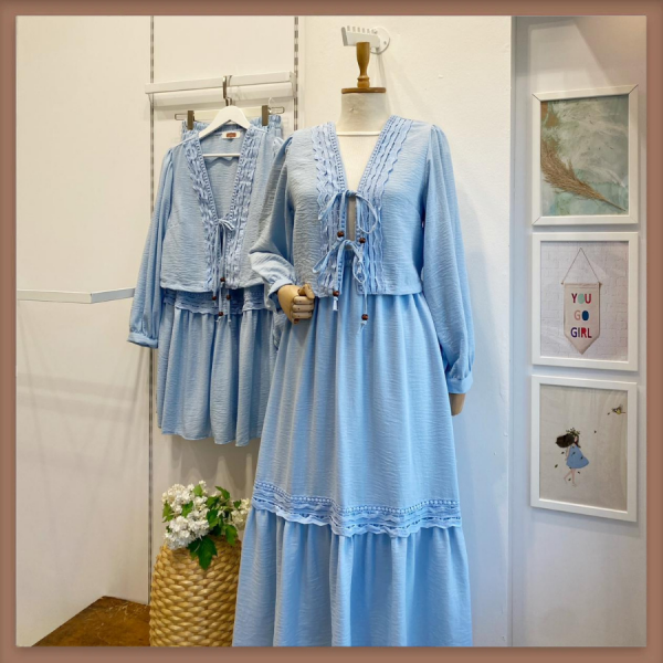 Bebe Mavisi Frisson Müslin Takım