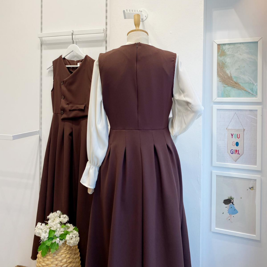 Acı Kahve Düğme Detaylı Crep Jile