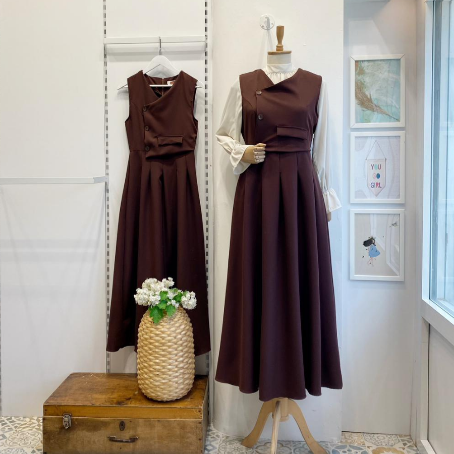 Acı Kahve Düğme Detaylı Crep Jile