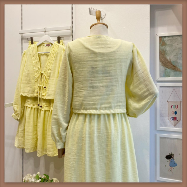 Sarı Frisson Müslin Takım