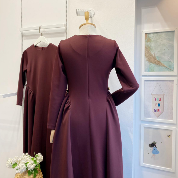 Bordo Scuba Kumaş Atine Elbise