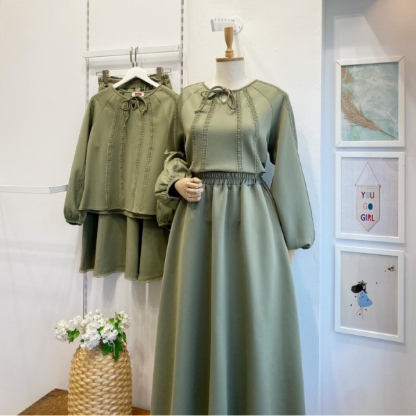 Haki Yeşili Lustre Scuba Kumaş Takım