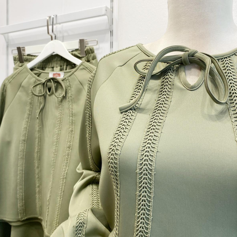 Haki Yeşili Lustre Scuba Kumaş Takım