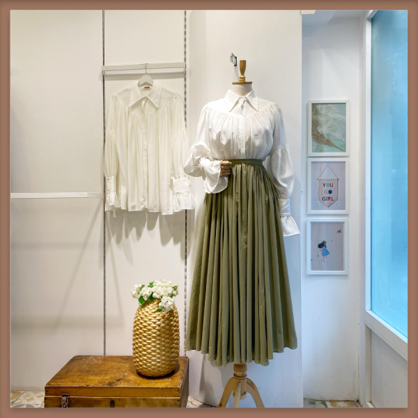 Çağla Yeşili Keten Kumaş Crush Etek