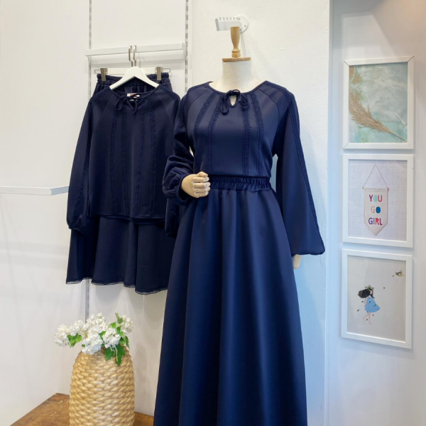 Lacivert Lustre Scuba Kumaş Takım