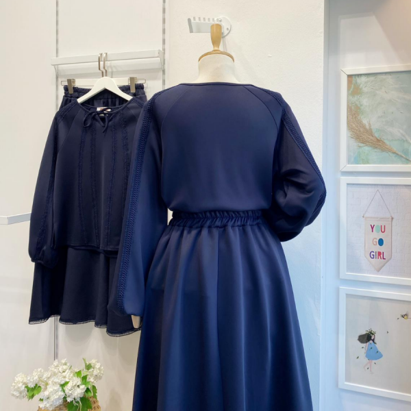 Lacivert Lustre Scuba Kumaş Takım