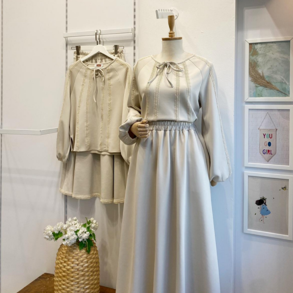 Krem Lustre Scuba Kumaş Takım