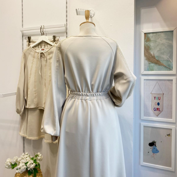 Krem Lustre Scuba Kumaş Takım