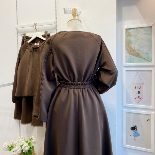 Kahverengi Lustre Scuba Kumaş Takım