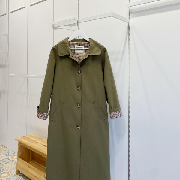 Haki Yeşili Cavalier Düğmeli Trençkot