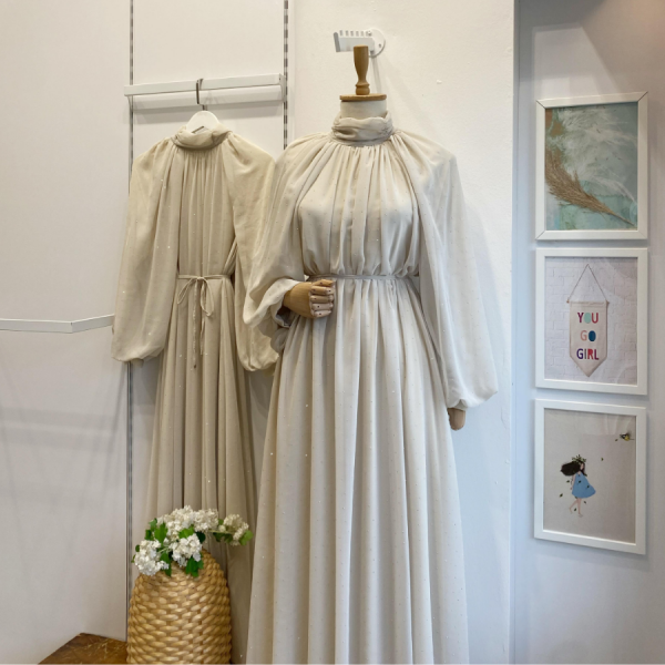 Krem Şifon Serapha Abiye