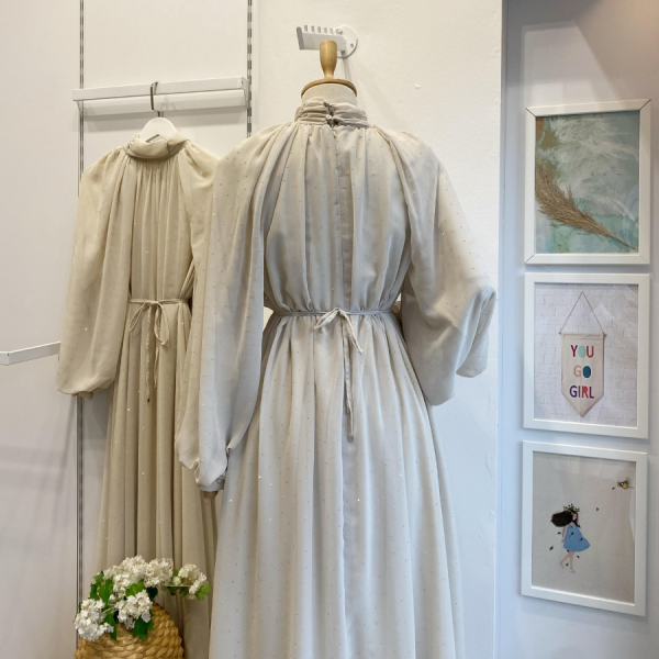 Krem Şifon Serapha Abiye