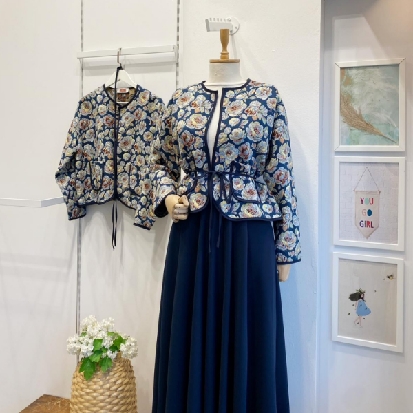 Lacivert Biyeli Elysia Kapitone Ceket