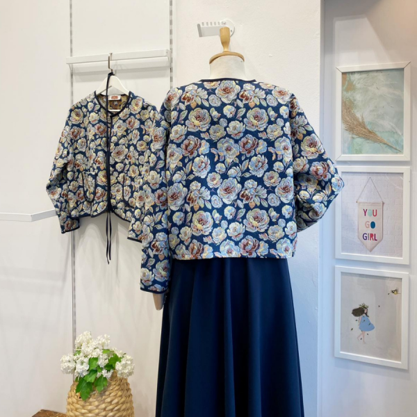 Lacivert Biyeli Elysia Kapitone Ceket