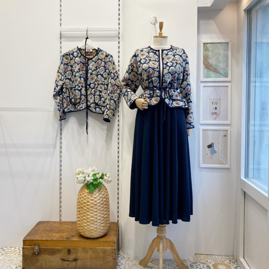 Lacivert Biyeli Elysia Kapitone Ceket