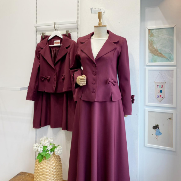 Kurdele Detaylı Bordo Cordelia Takım