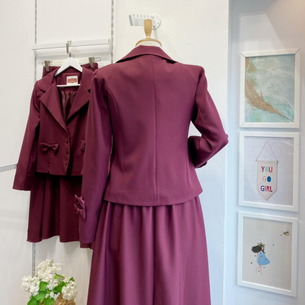 Kurdele Detaylı Bordo Cordelia Takım