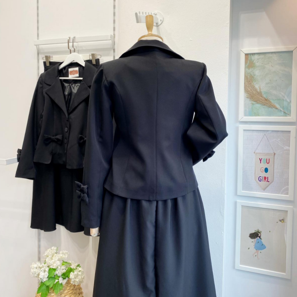 Kurdele Detaylı Siyah Cordelia Takım