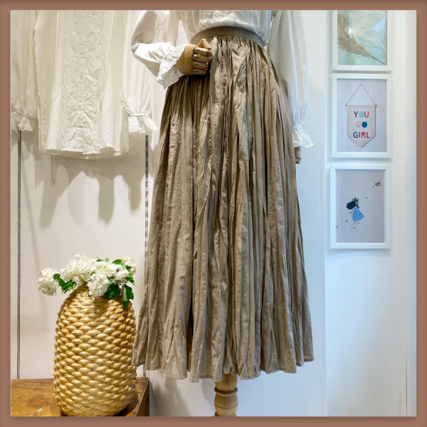 Koyu Vizon Keten Kumaş Crush Etek