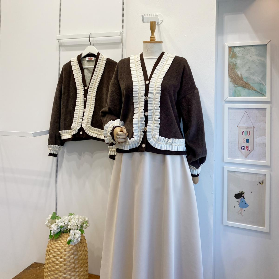 Kahverengi Angora Kumaş Zerian Hırka