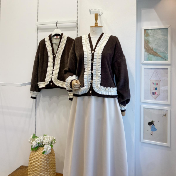 Kahverengi Angora Kumaş Zerian Hırka