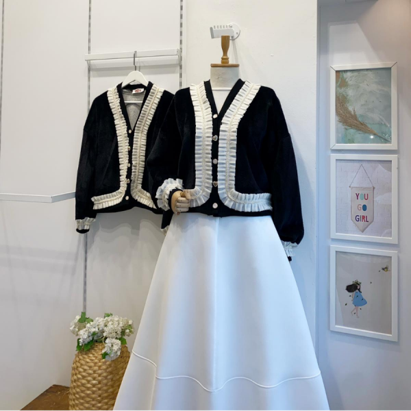 Siyah Angora Kumaş Zerian Hırka