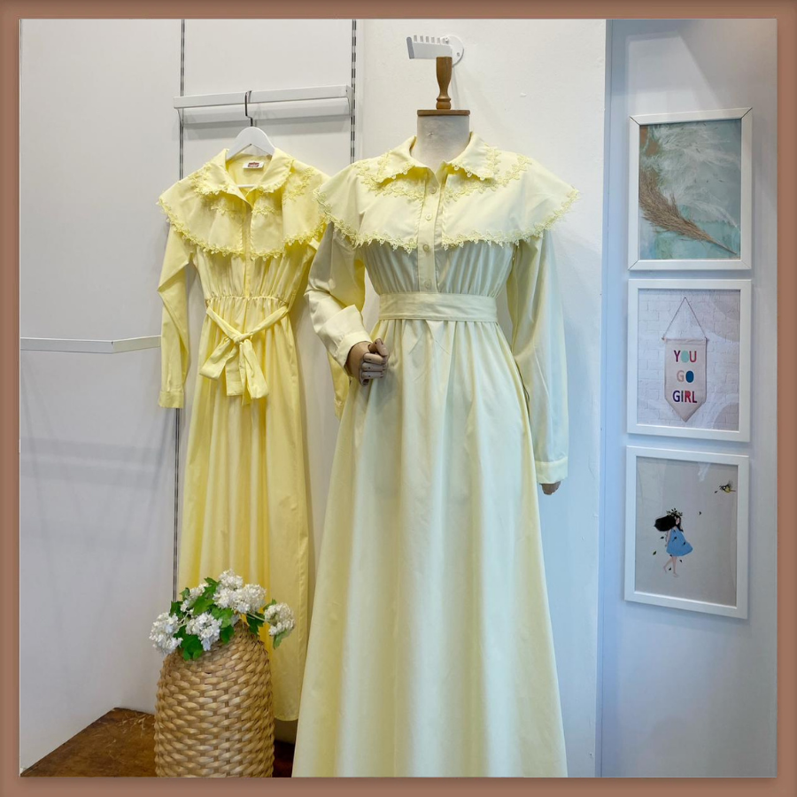 Sarı Epure Florale Poplin Elbise