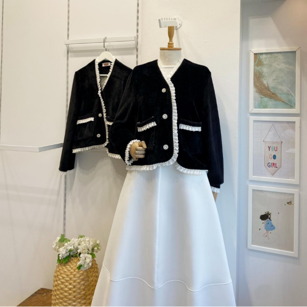 Siyah Angora Pearl Hırka