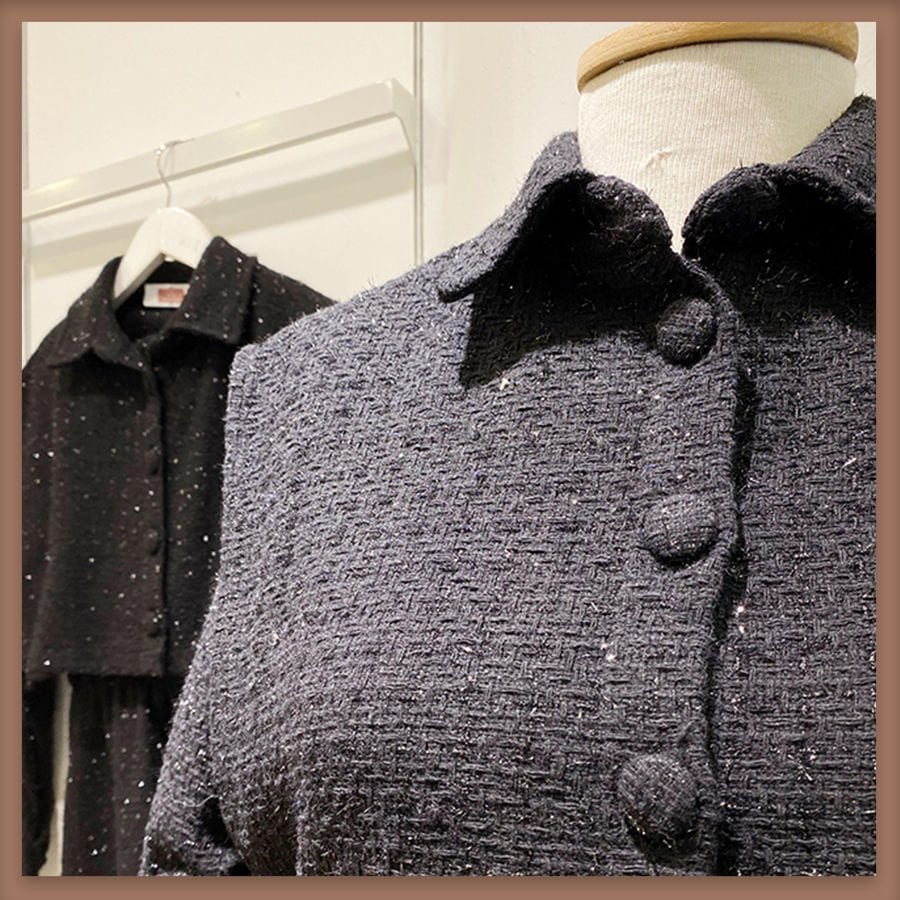 Simli tüvit kumaş siyah chaleco elbise