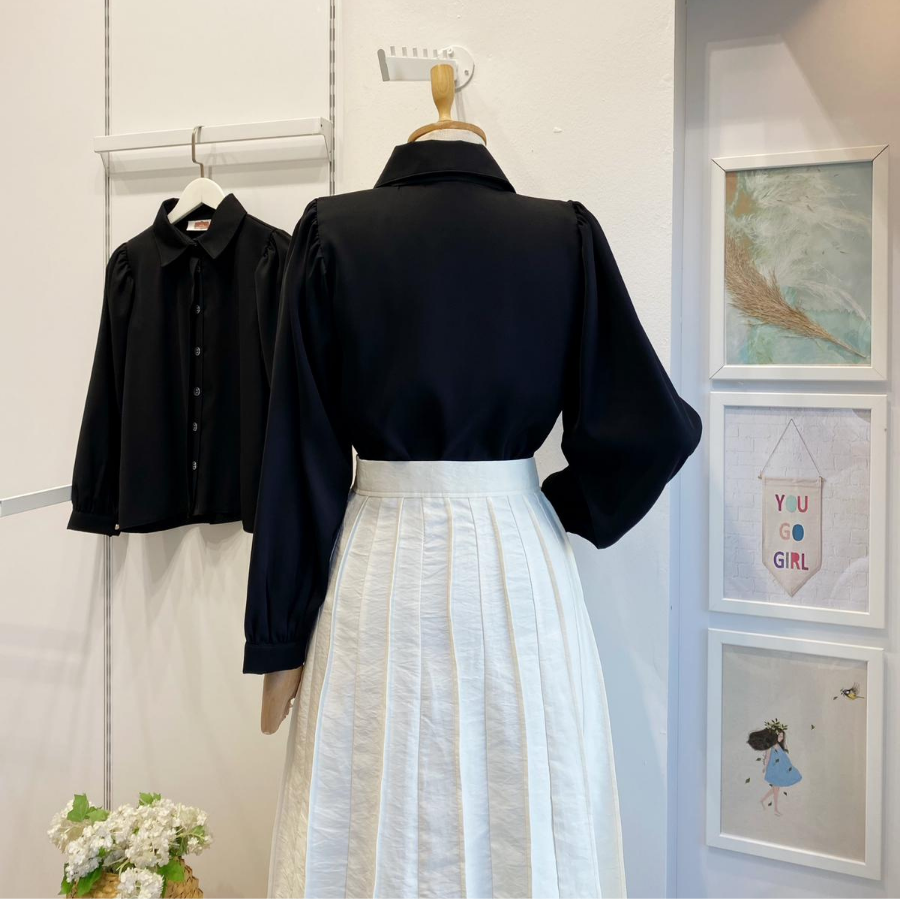 Siyah Saten Agate Gömlek