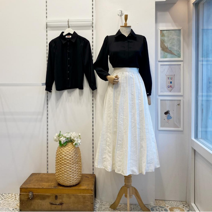 Siyah Saten Agate Gömlek