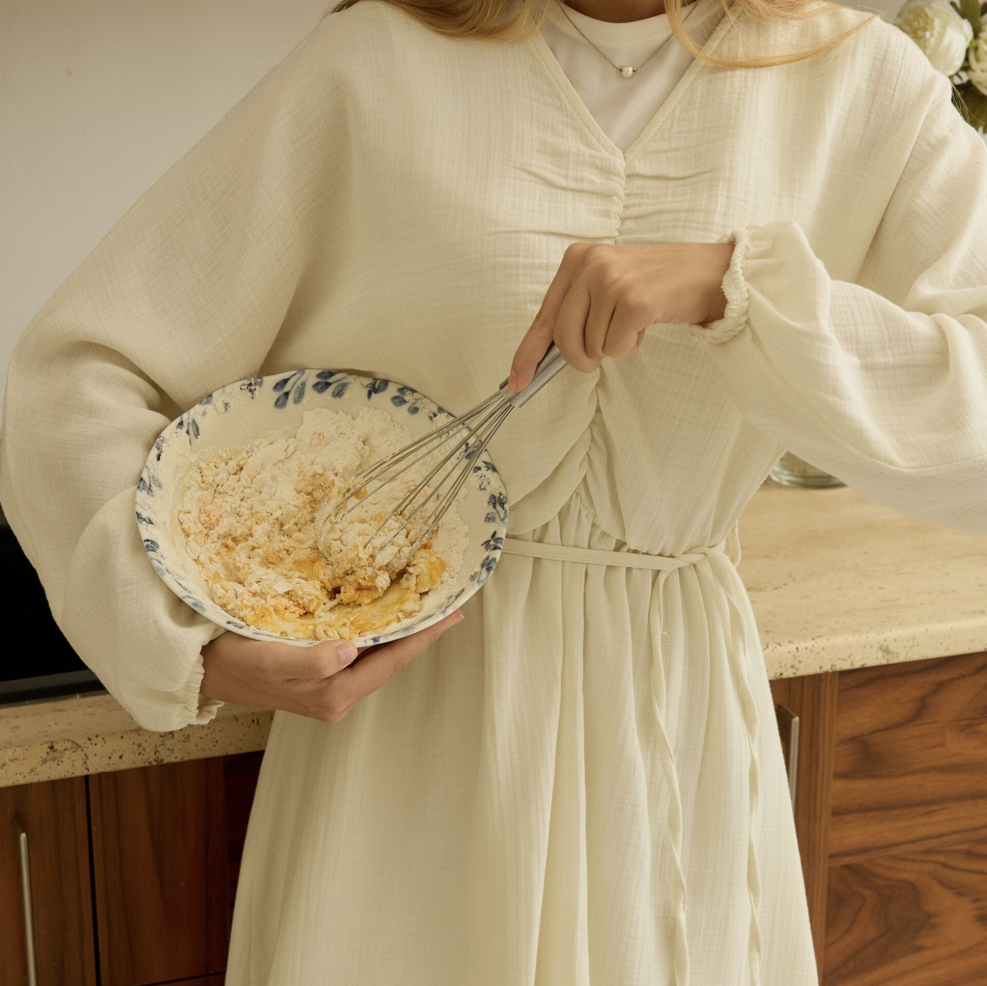 Krem Blush Cloud Müslin Elbise X The Taste Of Things