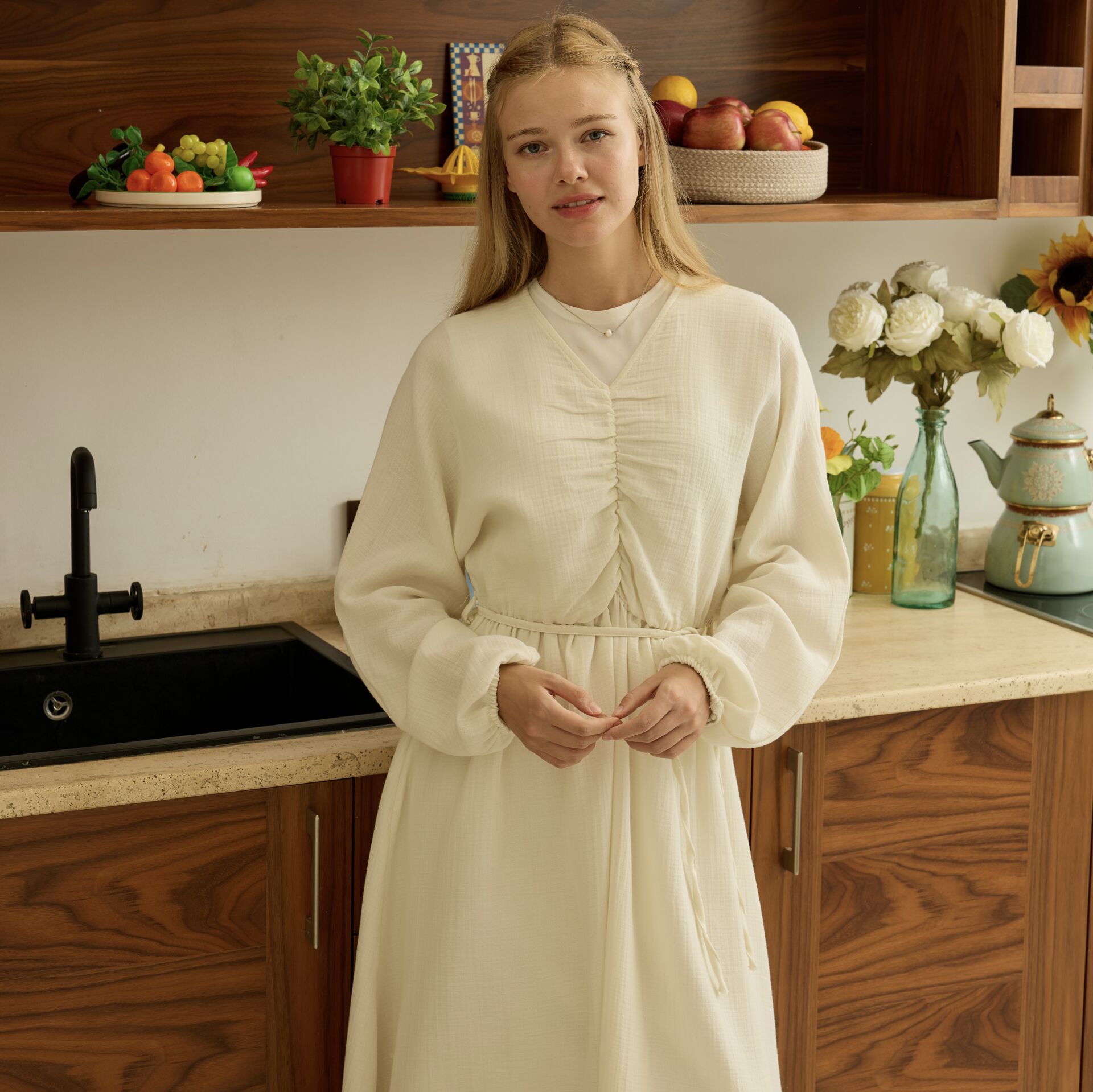 Krem Blush Cloud Müslin Elbise X The Taste Of Things