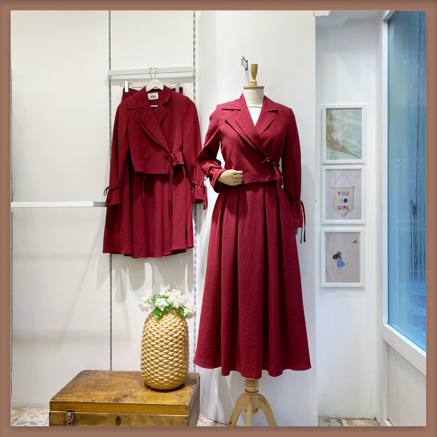 Bordo Ceketli Nora Takım