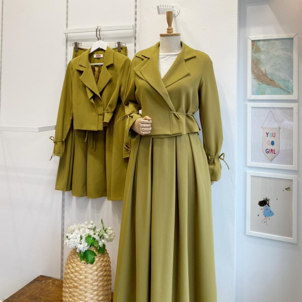 Yağ Yeşili Ceketli Nora Takım