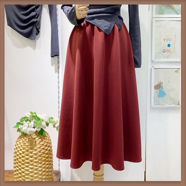 Burgunderroter Scuba-Rock mit elastischer Taille